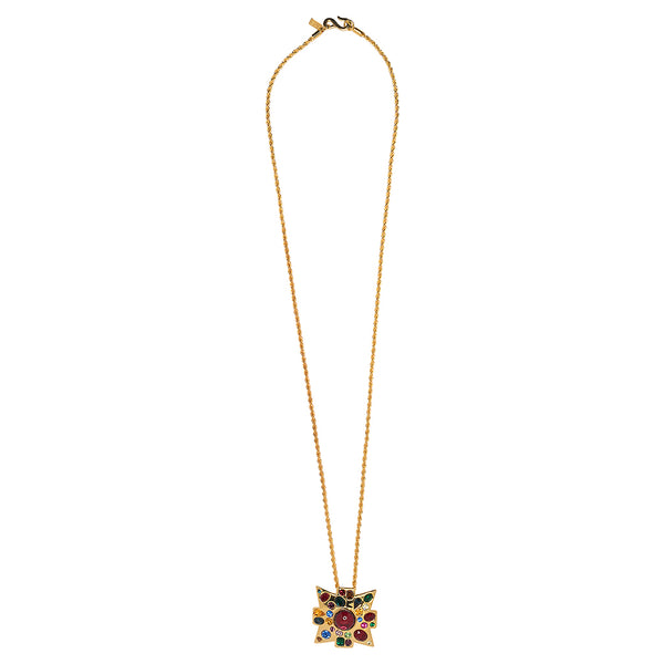 Kenneth Jay Lane Gold Maltese Cross Pendant Necklace