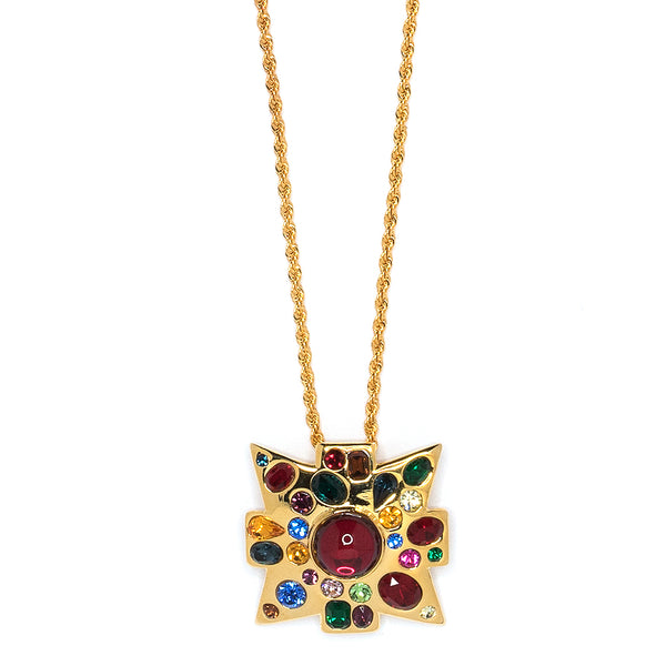 kenneth jay lane Gold Maltese Cross Pendant Necklace