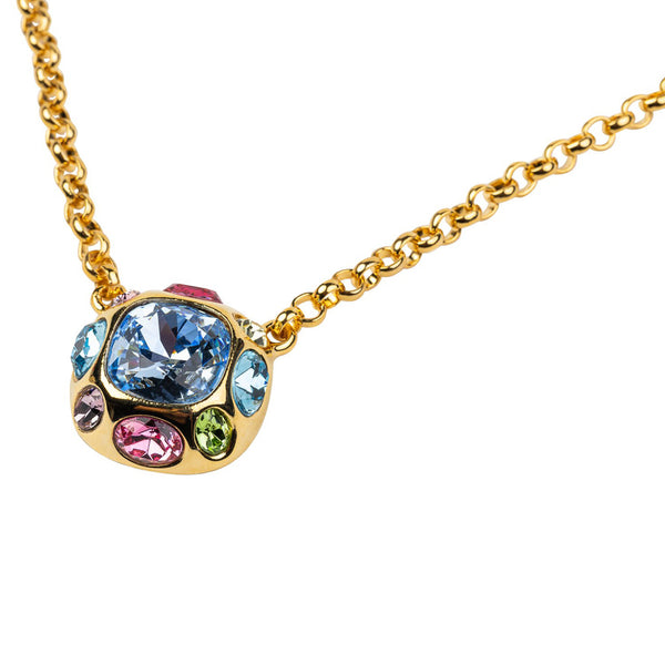Kenneth Jay Lane Gold Necklace With Multicolored Gem Pendant