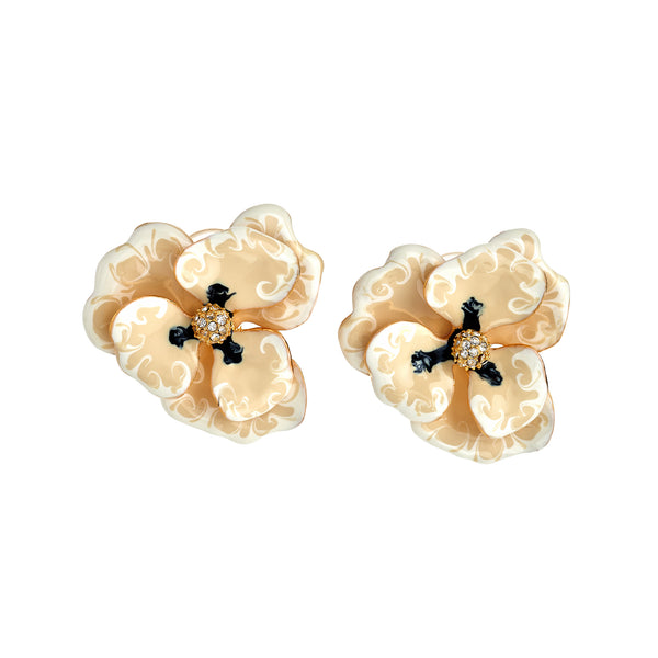 kenneth jay lane Gold Tritone White Flower Earrings