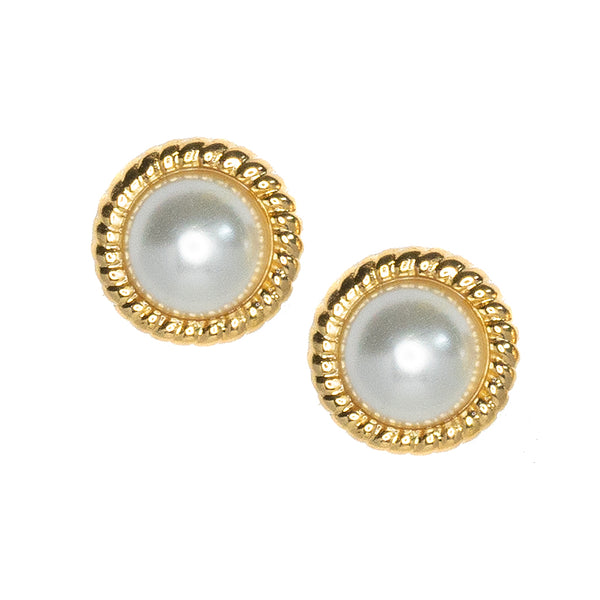 kenneth jay lane Gold Twist And Cultura Pearl Clip Earrings