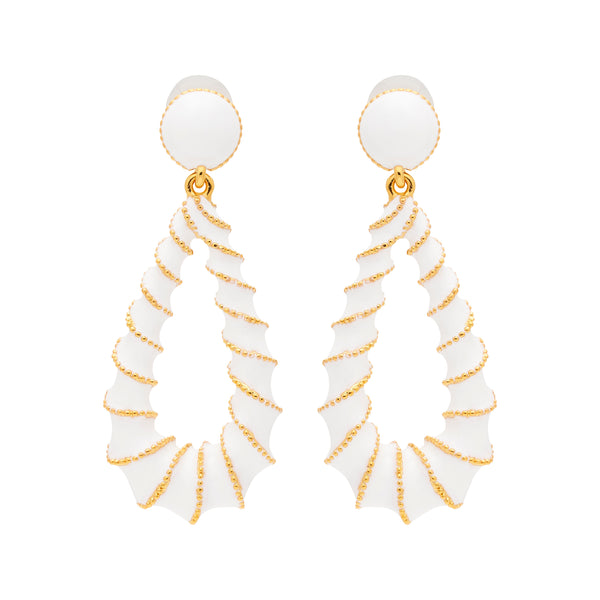 kenneth jay lane Gold & White Open Teardrop Post Earrings