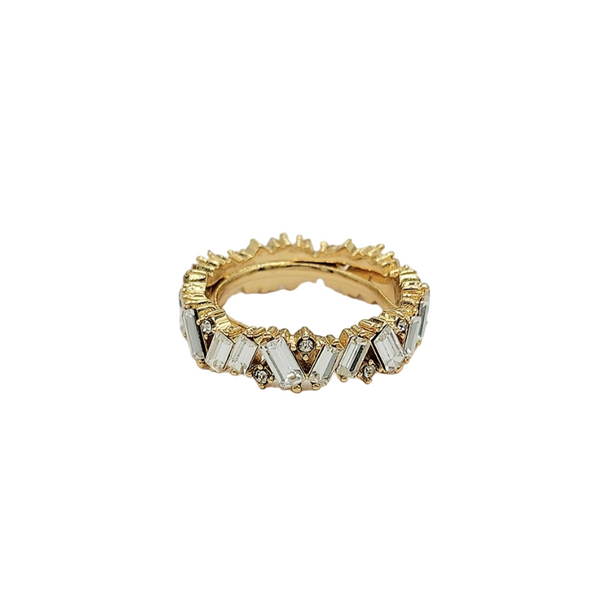 kenneth jay lane Gold With Round Crystal Baguette Ring