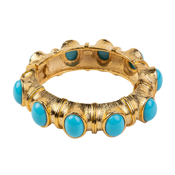 Kenneth Jay Lane Gold With Turquoise Cabochons Bracelet