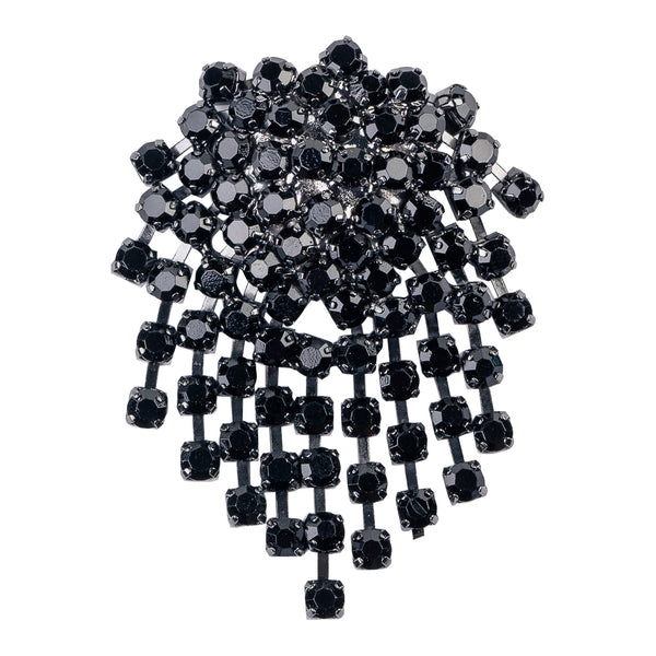 Kenneth Jay Lane Gunmetal And Jet Cluster Clip Earrings