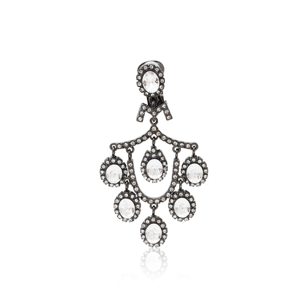 Kenneth Jay Lane Gunmetal & Crystal Chandelier Earrings