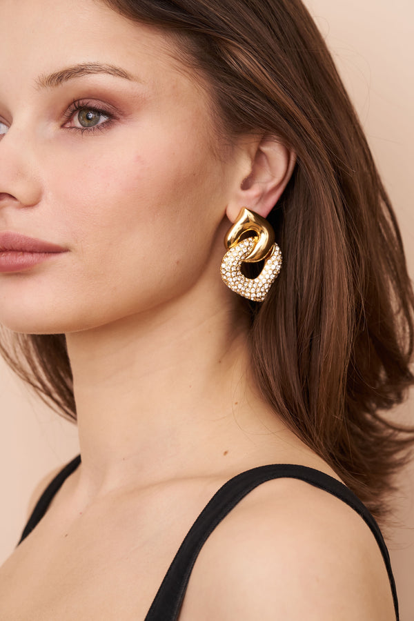 Kenneth Jay Lane Interlocking Crystal Pierced Earrings