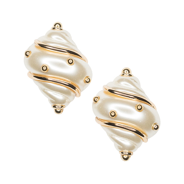 kenneth jay lane Jackie Onassis Pearl Shell Clip Earrings