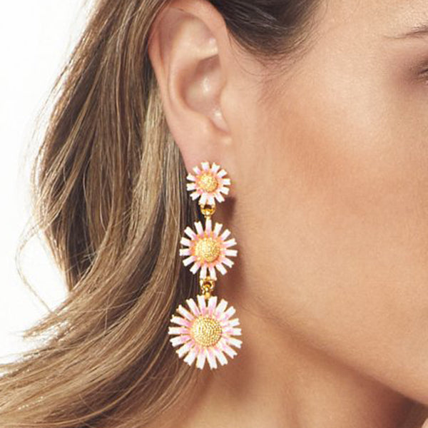 kenneth jay lane 3 Graduated Pink Daisy Earring