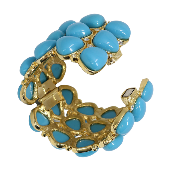Kenneth Jay Lane 3 Row Turquoise Rounded Bracelet