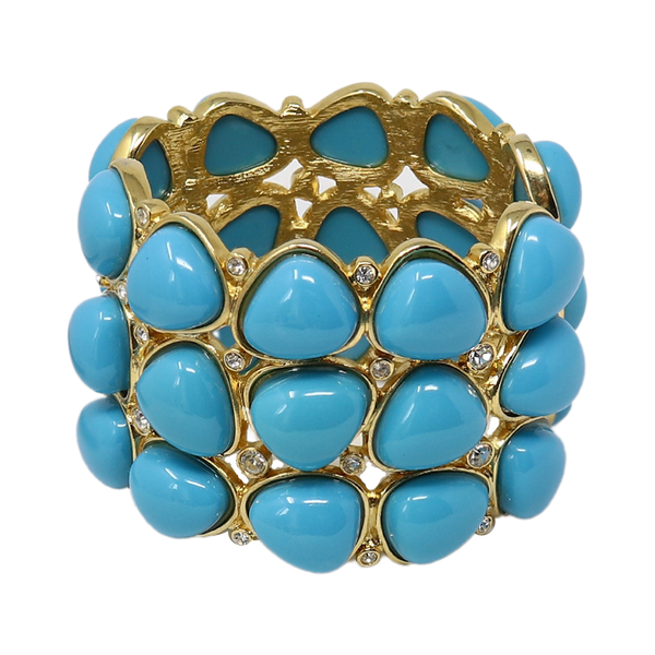kenneth jay lane 3 Row Turquoise Rounded Bracelet