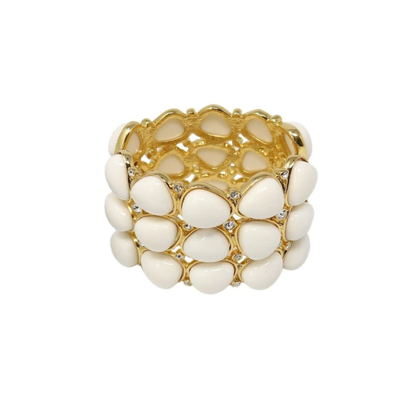 kenneth jay lane 3 Row White Rounded Bracelet