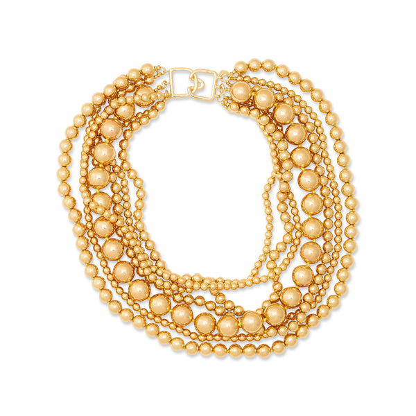 kenneth jay lane 7 Row Gold Bead Necklace