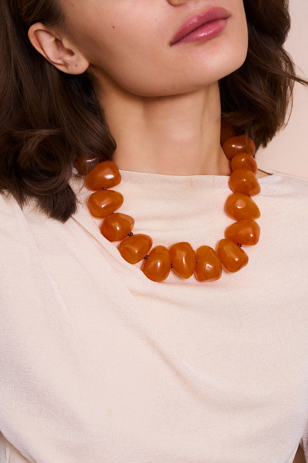 Kenneth Jay Lane Amber Pebble Necklace