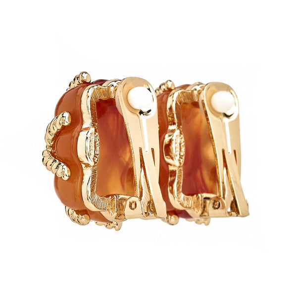 Kenneth Jay Lane Amber Quilted Clip-On Earrings