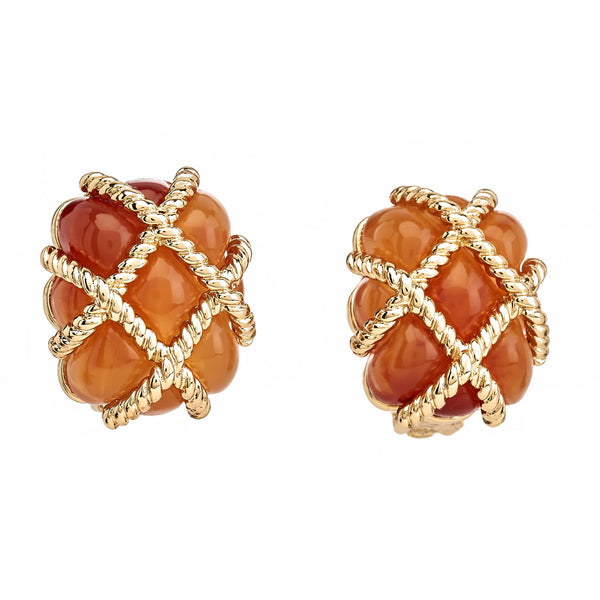 kenneth jay lane Amber Quilted Clip-On Earrings
