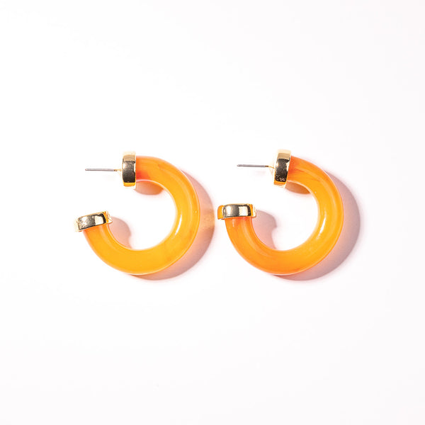 Kenneth Jay Lane Amber Resin Hoop Pierced Earring