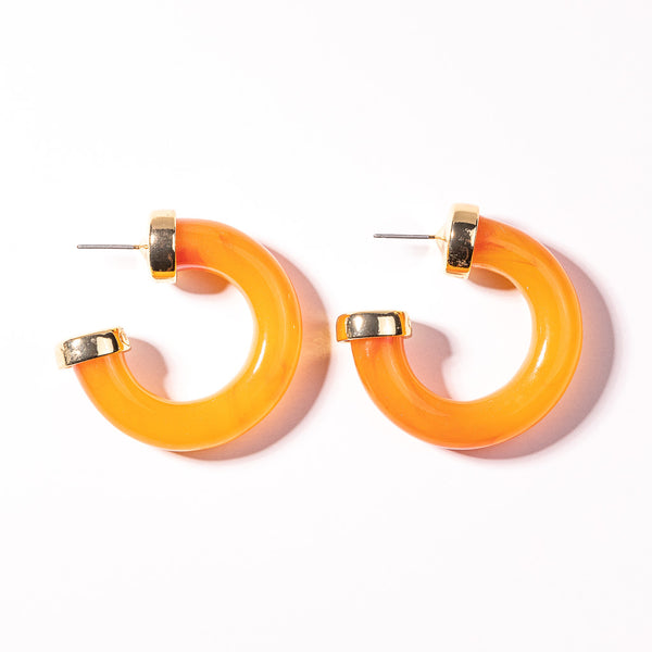 kenneth jay lane Amber Resin Hoop Pierced Earring