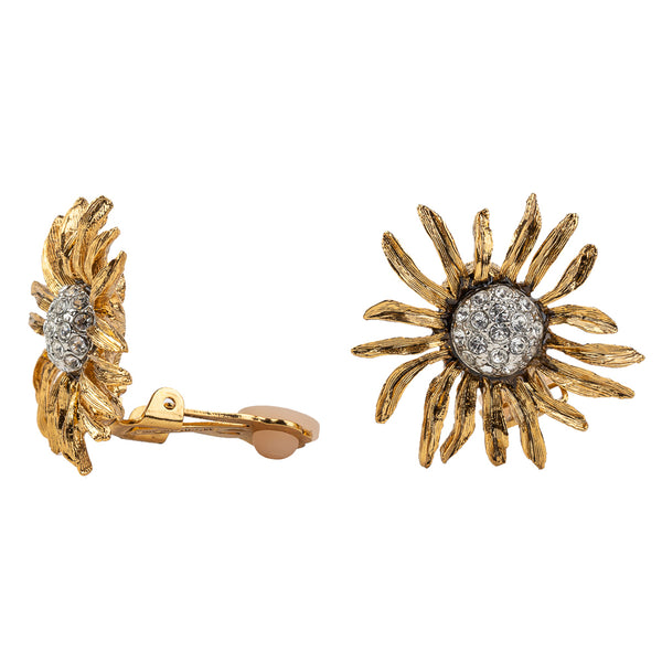 Kenneth Jay Lane Antique Gold Flower Clip Earring