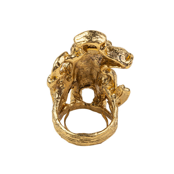 Kenneth Jay Lane Antique Gold Mayan Animal Ring