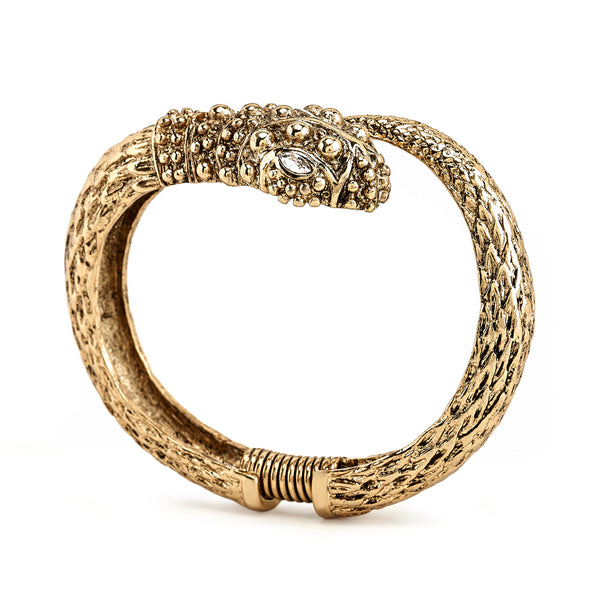 Kenneth Jay Lane Antique Gold Snake Head Bracelet