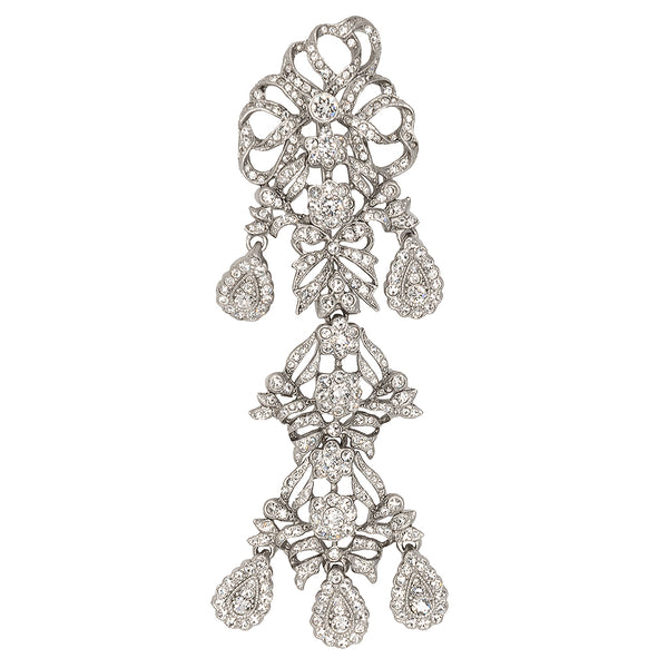 kenneth jay lane Antique Silver & Crystal Drop Pin