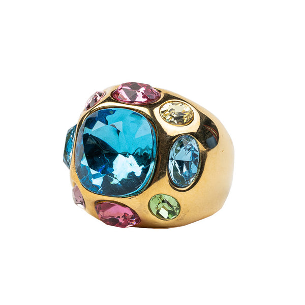 Kenneth Jay Lane Aqua Gemstone Adjustable Ring
