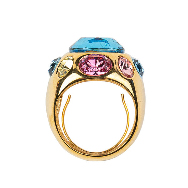 Kenneth Jay Lane Aqua Gemstone Adjustable Ring