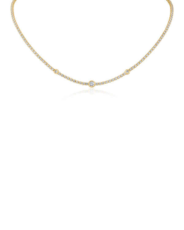 kenneth jay lane Bezel Station Tennis Necklace
