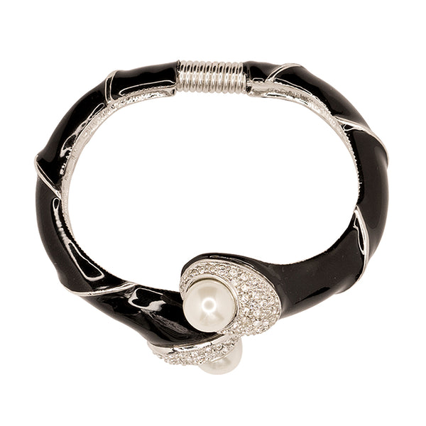 Kenneth Jay Lane Black And Pearl Bracelet