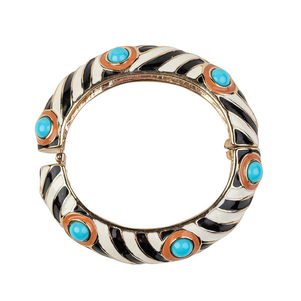 Kenneth Jay Lane Black And White Enamel Bracelet