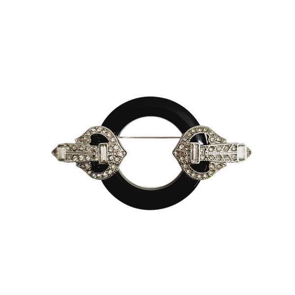 kenneth jay lane Black Circle Deco Pin
