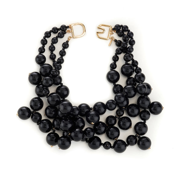 kenneth jay lane Black Cluster Drops Necklace