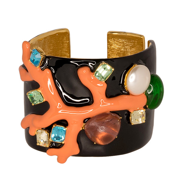 kenneth jay lane Black & Coral Cuff
