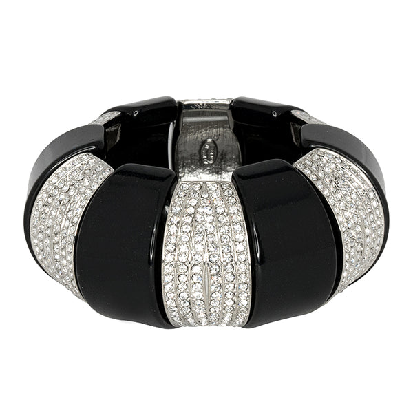 kenneth jay lane Black & Crystal Bars Dome Bracelet