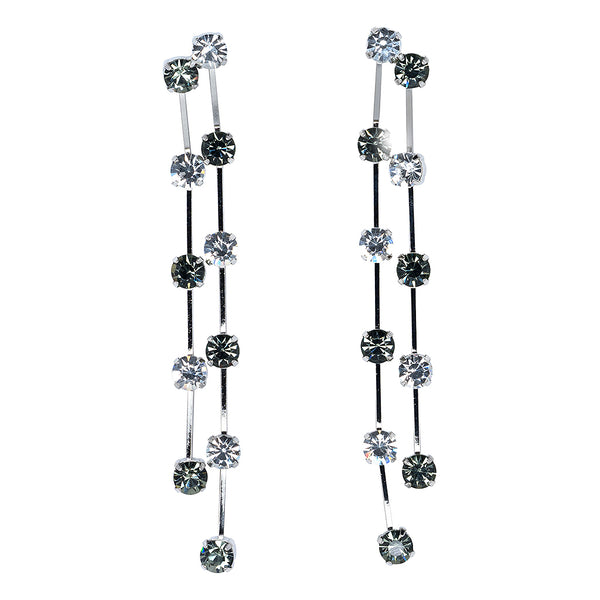 kenneth jay lane Black Diamond Double Row Earrings