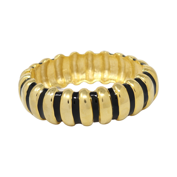 kenneth jay lane Black Enamel Ribbed Bracelet