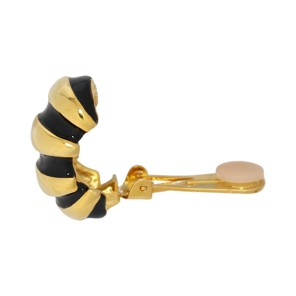 Kenneth Jay Lane Black Enamel Shrimp Clip Earring