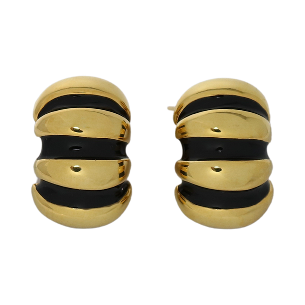 kenneth jay lane Black Enamel Shrimp Clip Earring