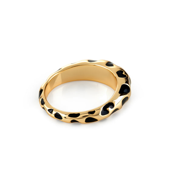 Kenneth Jay Lane Black Enamel Spots Ring