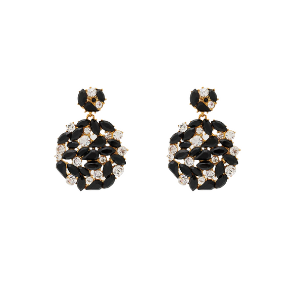 kenneth jay lane Black & Gold Drop Post Earrings