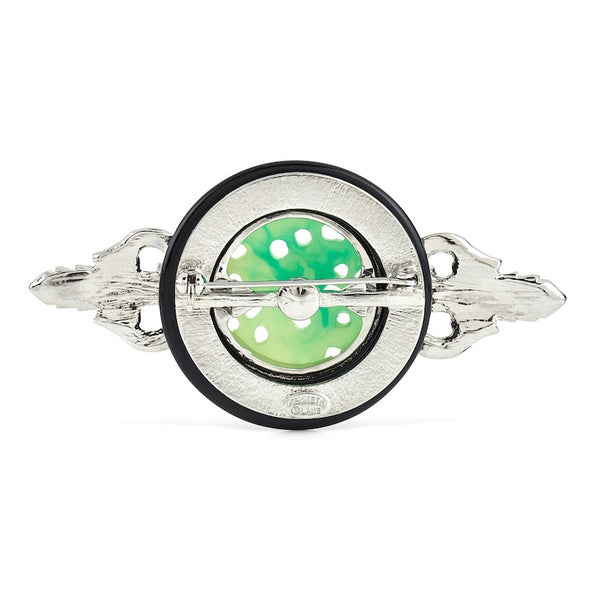 Kenneth Jay Lane Black & Jade Deco Pin