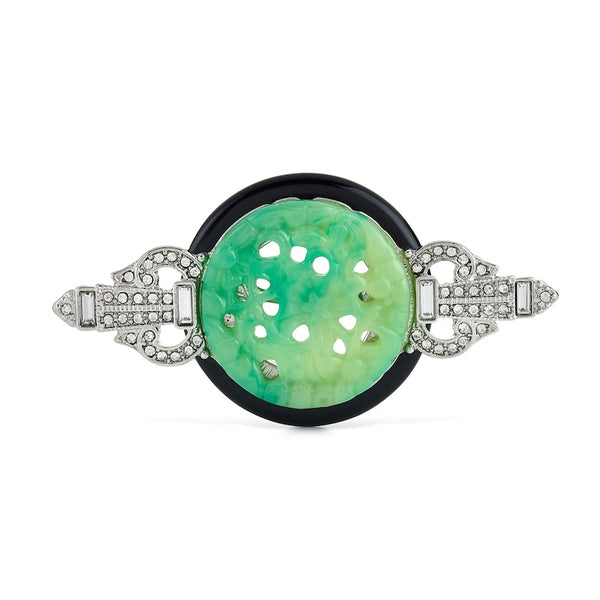kenneth jay lane Black & Jade Deco Pin