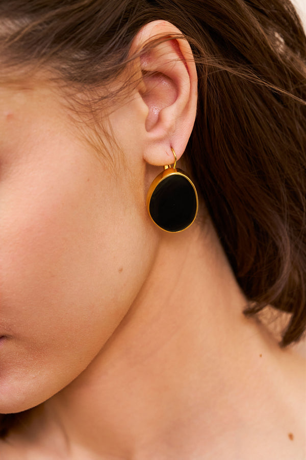 Kenneth Jay Lane Black Kidney Pierced Earrings