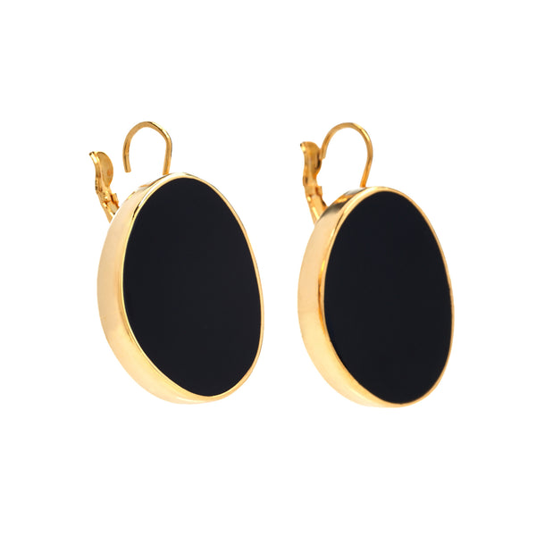 kenneth jay lane Black Kidney Pierced Earrings