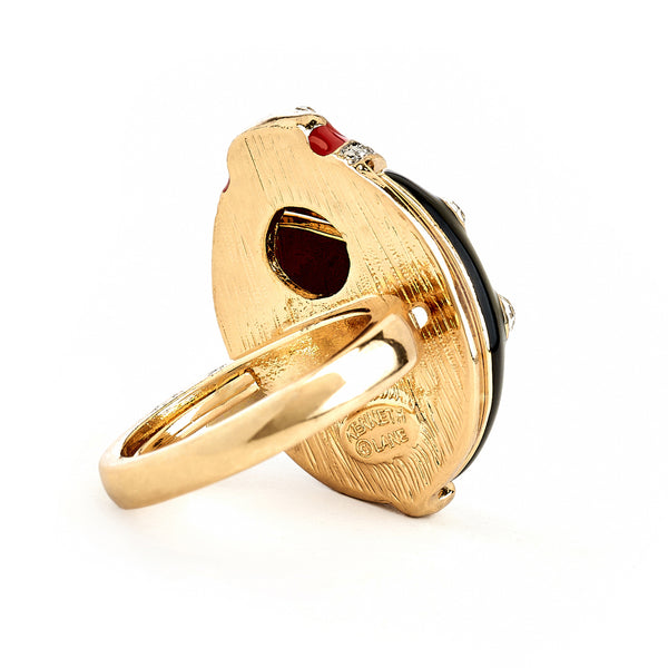 Kenneth Jay Lane Black Ladybug Adjustable Ring