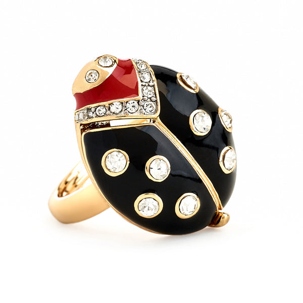 kenneth jay lane Black Ladybug Adjustable Ring