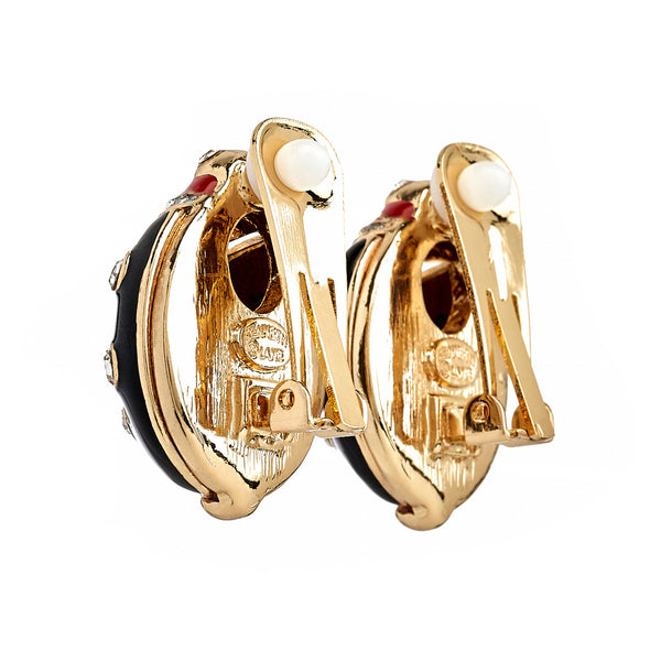 Kenneth Jay Lane Black Ladybug Clip-On Earrings