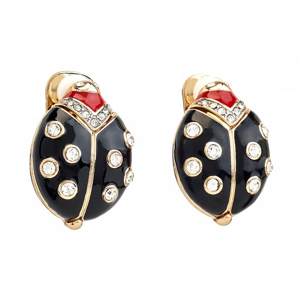 kenneth jay lane Black Ladybug Clip-On Earrings