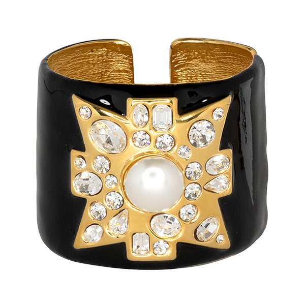 kenneth jay lane Black Maltese Cross Cuff